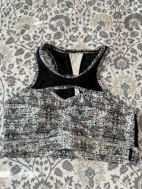 BuffBunny Black Sports Bra with White Print